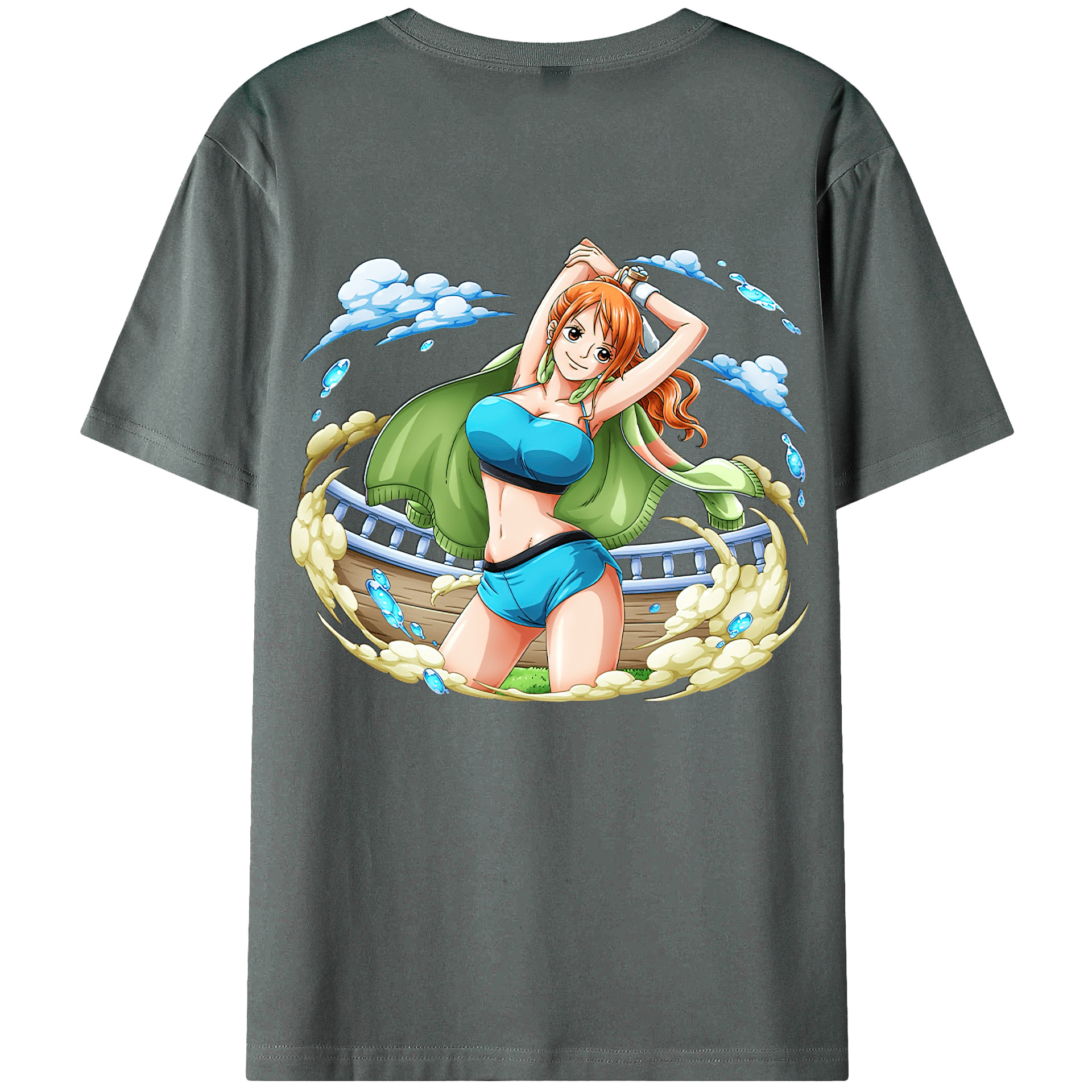 （画像用） ワンピース ナミ ONE PIECE Nami 綿100％ メンズ半袖Tシャツ（バックプリント） 通気性